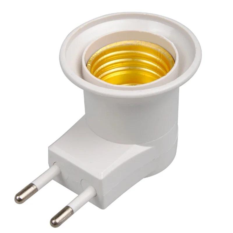E27 EU Plug Socket Bulb Socket Adapter Converter 250V 6A White Night Light, with Power Switch Control Switch Convenient