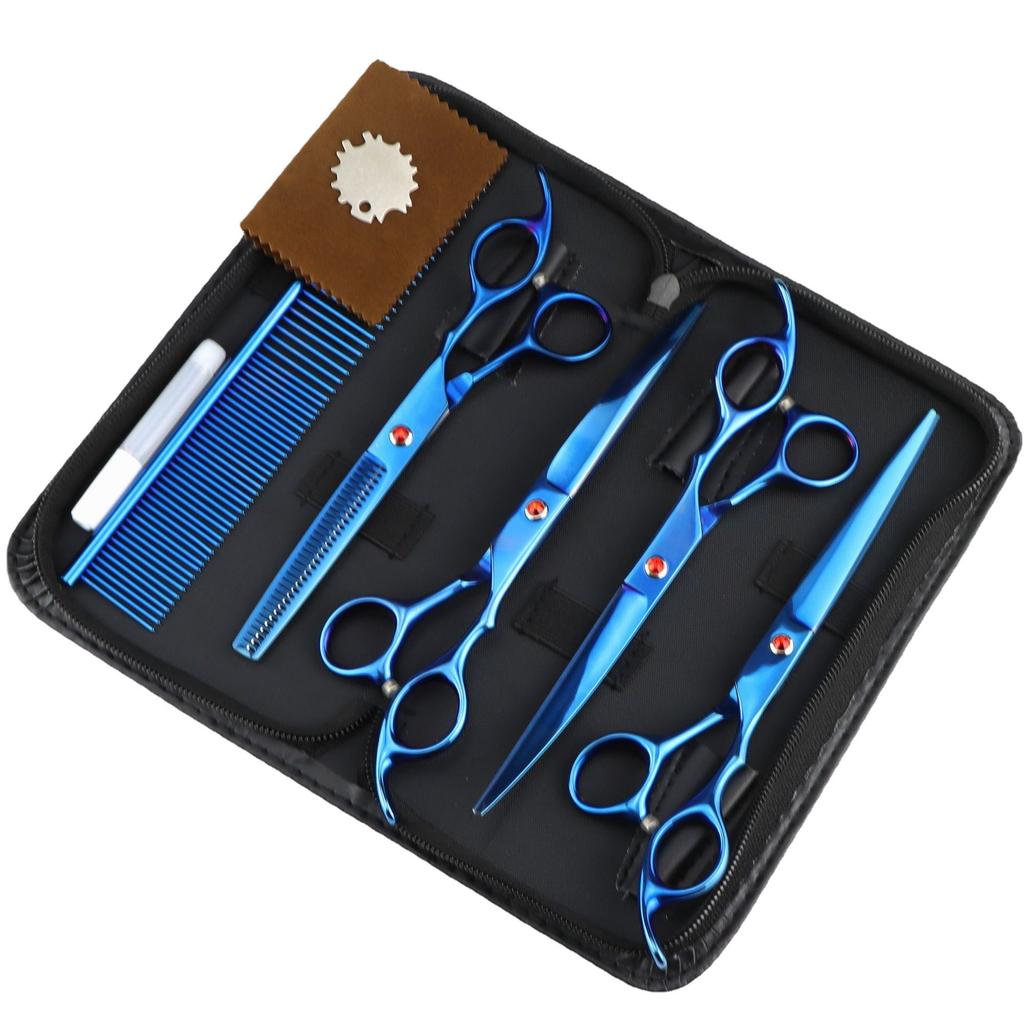 6.0/7 Inch, Color 4 Packs, Pet Beauty Scissors, Straight Scissors, Set Steel Comb Cross-Border