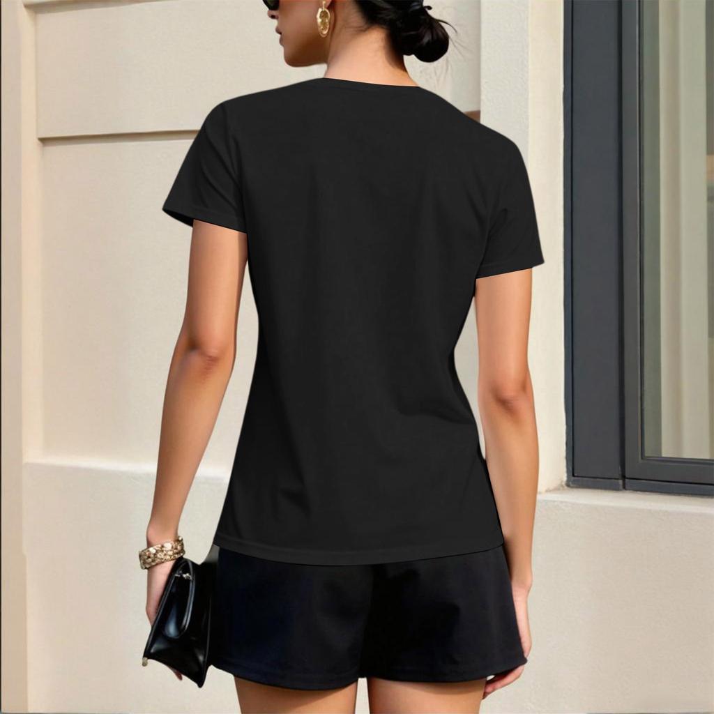 Womens Short Sleeve V Neck T Shirt with Pocket Casual Basic Loose Fit Tee Soft Lightweight Fabric Top