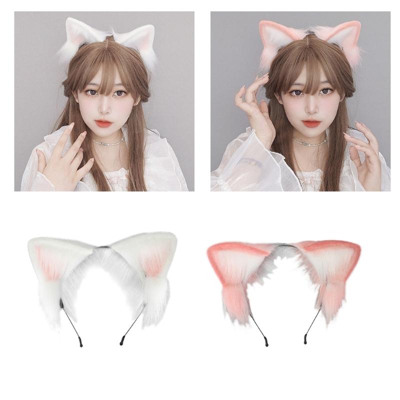 Animal Cosplays Headband Furry Ears Hair Accessories Hair Clip for Women Girls