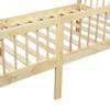 Pine Wood Daybed 90*200 Cm, Sofa Bed with 3-Sided Guardrails & 14 Support Slats, Natural