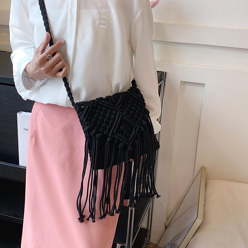 

Новая повседневная сумка ручной работы с бахромой и плетением крючком для женщин, сетчатая сумка с кисточками