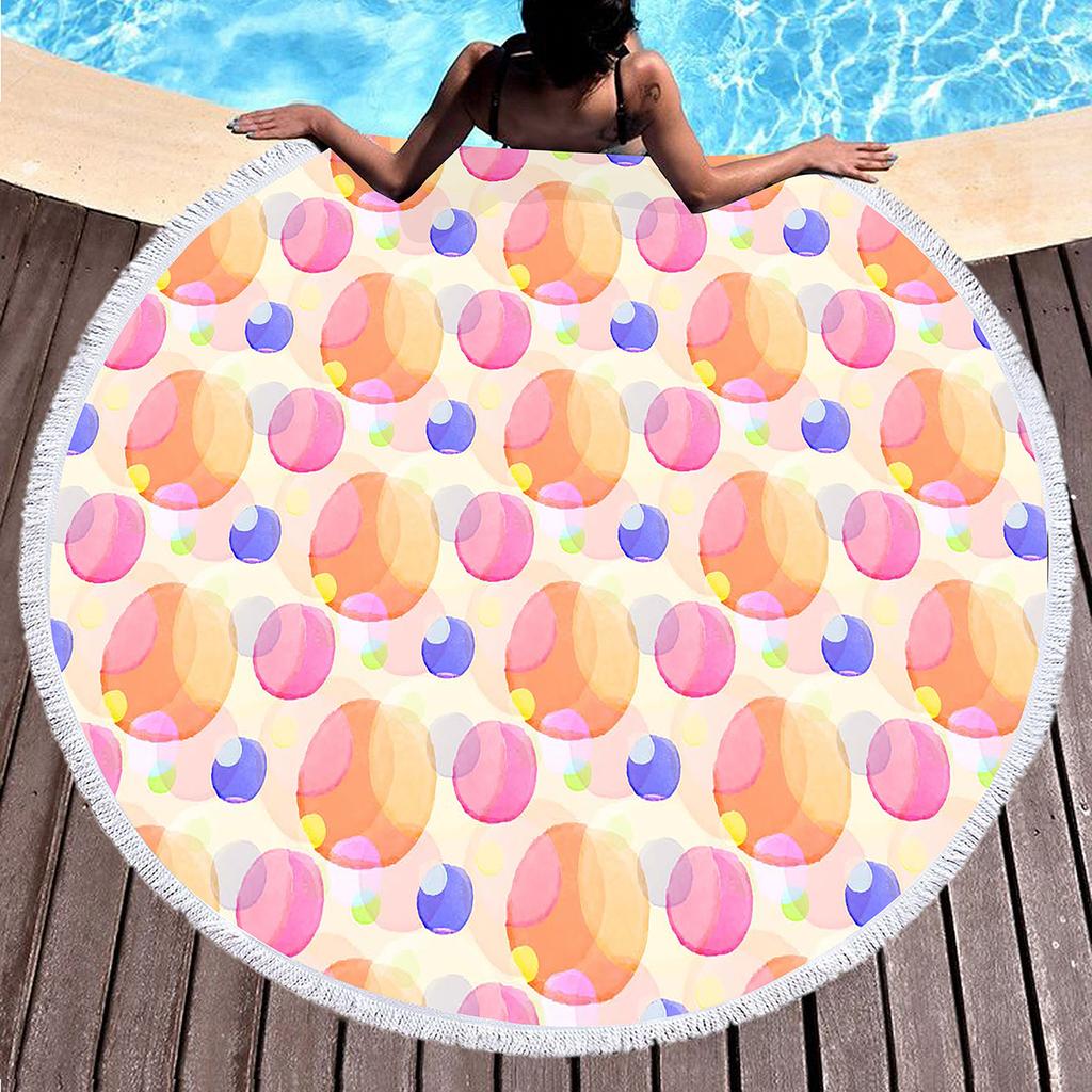 Watercolor Dots Round Beach Towel Abstract Geometric Shawl Beach Blanket Large Lightweight Quick Dry Absorbent Soft Pool Towel