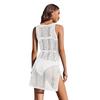 New Solid Color V-neck Waist-tight Elastic Hem Slit Hollow Suspender Beach Skirt Swimsuit Vest Blouse Skirt