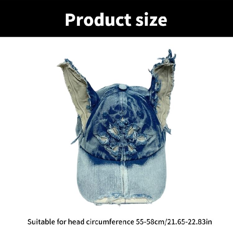 Distressed Dog Ear Casquettes Hat 2000S Cool Baseball Hat Breathable Sun Hat Long Brims Hiphop Dancing Hat for Adult Teens