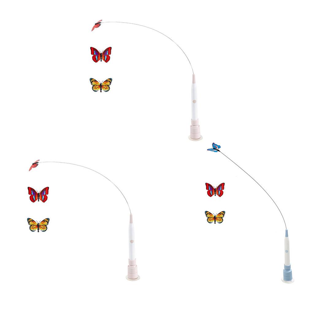 Interaktives Katzenspielzeug mit Saugnapf, drehender Schmetterling, Katzenangel, automatisches Katzenteaser-Spielzeug für Wohnungskatzen