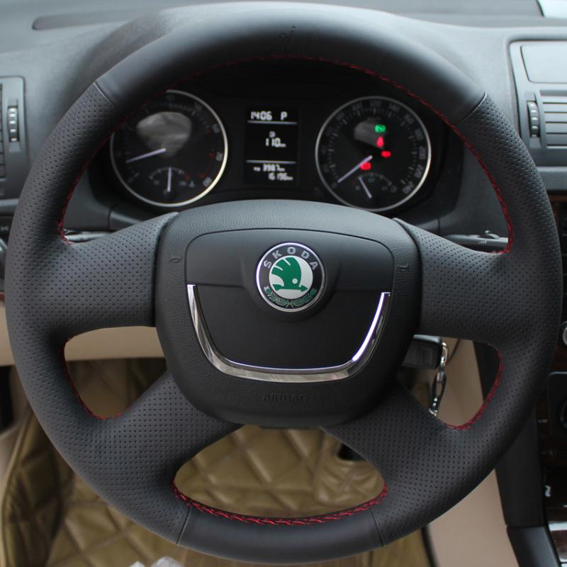 Для Skoda Octavia Superb Fabia Skoda Octavia a5 Yeti Оригинальная ручная прошивка Кожа замша автомобильный чехол на руль style 2