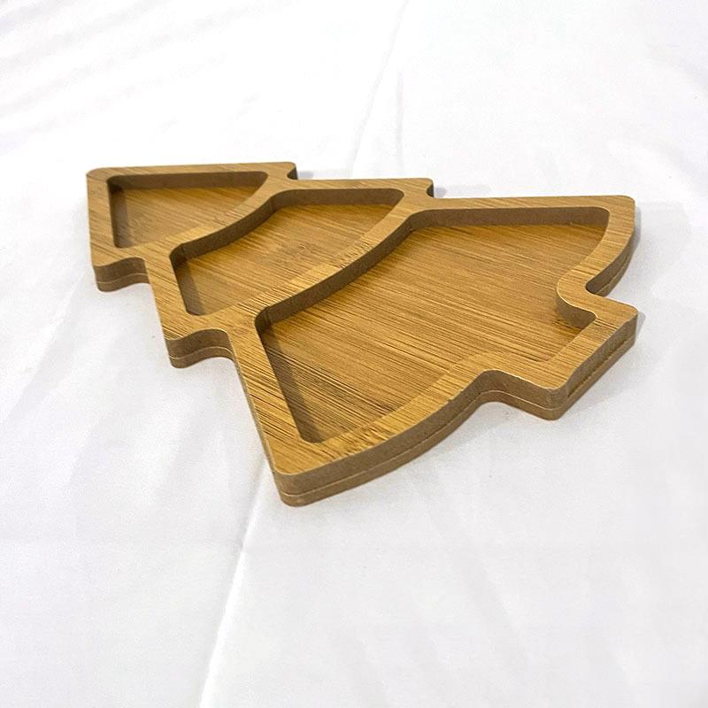 1Pc Christmas Tree Kitchenware Dessert Snack Plate Plate Tray Serving Tray Duoge Serving Dish Wooden