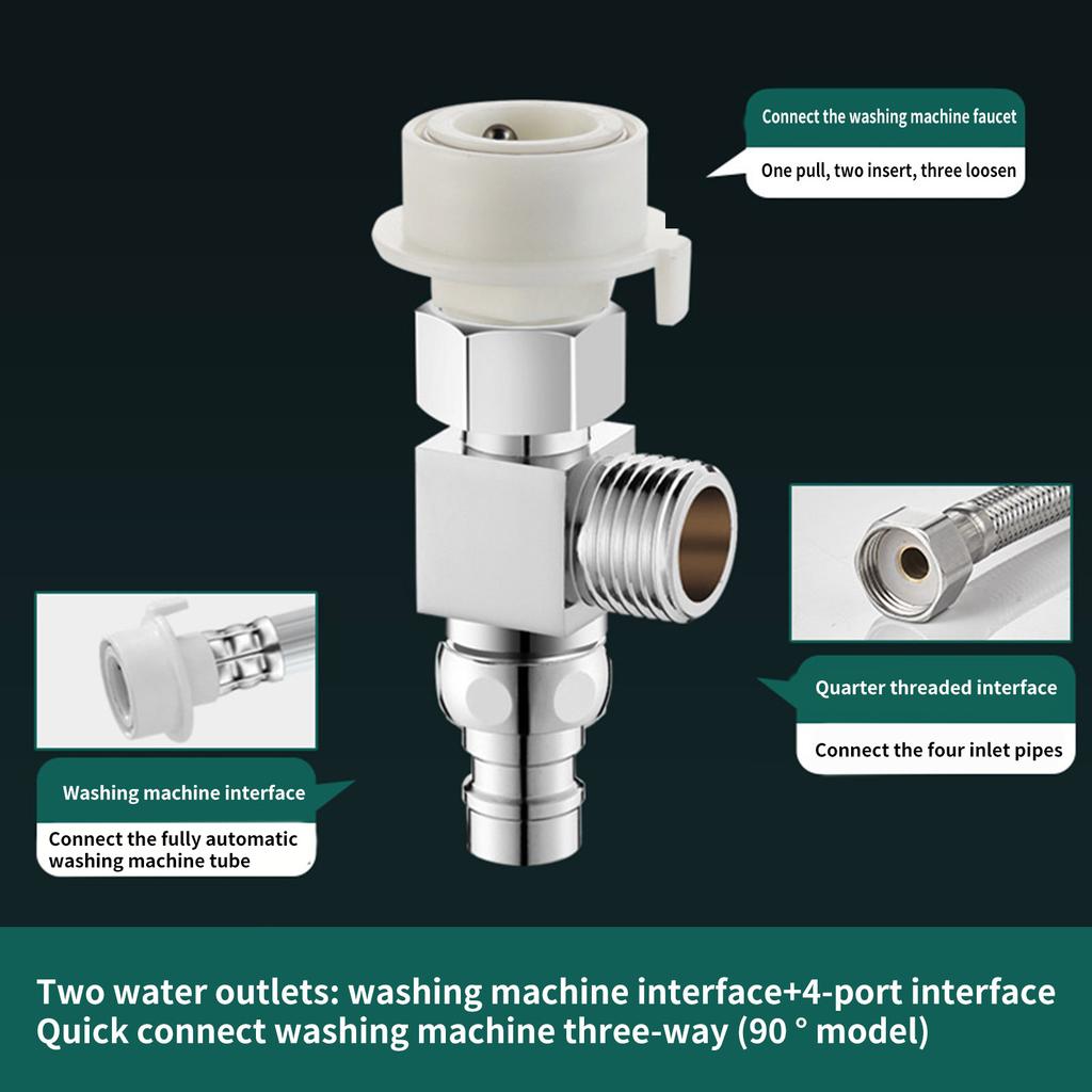 Faucet Splitter Washing Machine Hose Adapter Water Inlet Diversion Device 3-Way Faucet Diverter Tap Splitter Enduring