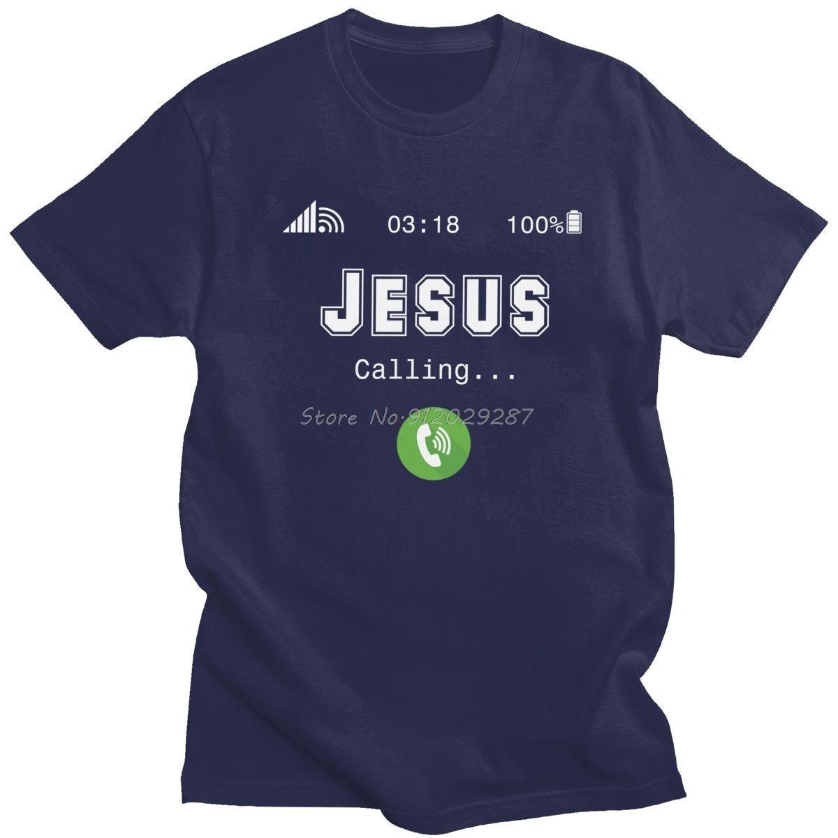 

Humor Jesus Is Calling Tshirt For Men Casual Christian Faith Tshirt Oneck Fitted Cotton Tee Shirt Oversized Streetwear 3XL