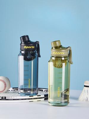 1L Sport-Wasserflasche Große Kapazität Transparente Flasche Plastikbecher mit Teefilter Outdoor Reisen Fitnessstudio Fitness Wasserflasche
