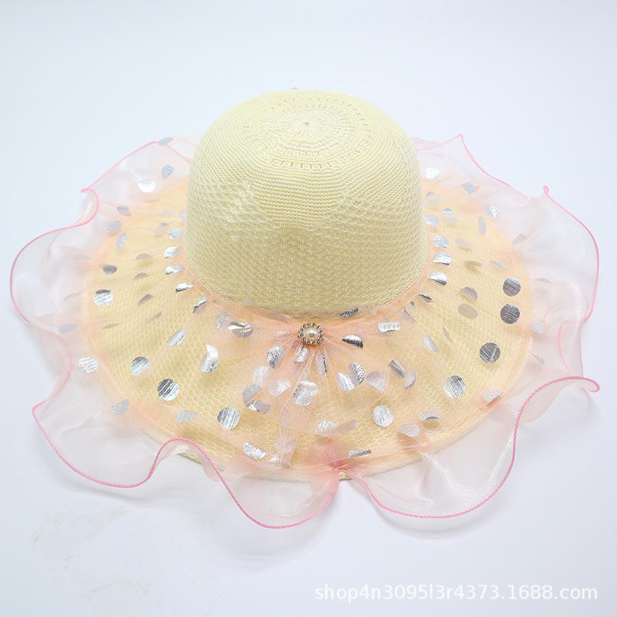 Summer straw hat big brim fashionable flower sweet seaside vacation beach breathable sun protection sun hat women's