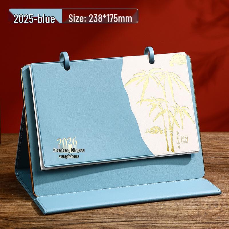 2026 Year of the Horse Leather Desk Calendar with Pen Holder, Custom Logo, Monthly Overview, Multifunctional Office Ornament.