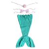 Traje de Sereia em Tricô Macio para Bebê com Flor no Peito e Adorno de Cabeça para Capturar Momentos Lindos na Fotografia de Recém-nascidos