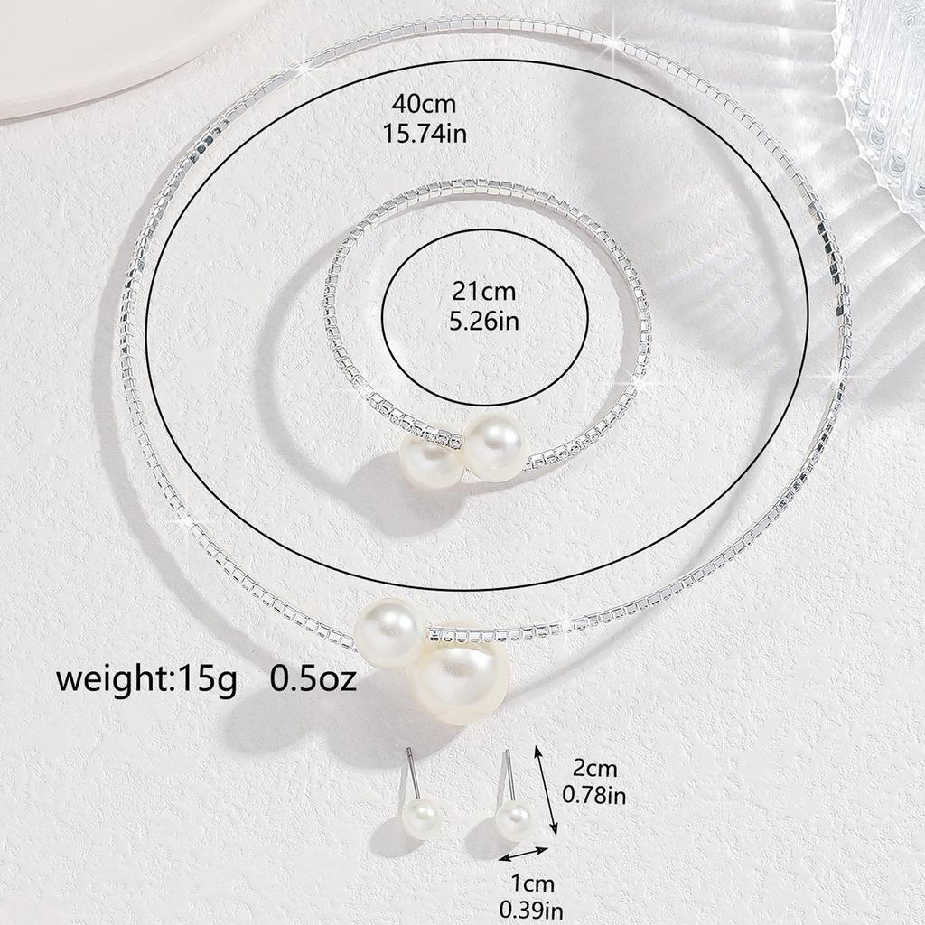 4pcs Women's Zircon Set Zircon Set Diamond Necklace Bracelet Earrings Set Gorgeous Zircon