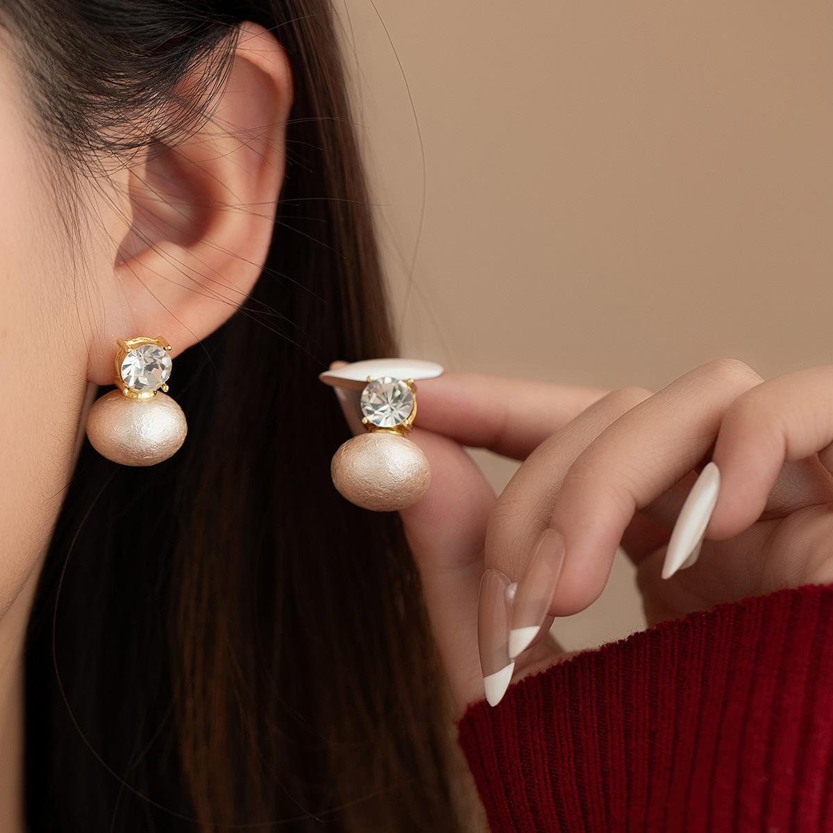 Премиальные серьги-гвоздики  Шампанское Жемчуг Алмаз  Женские Ежедневные Нишевый Дизайн Серьги-Гвоздики Женские Серьги Женские