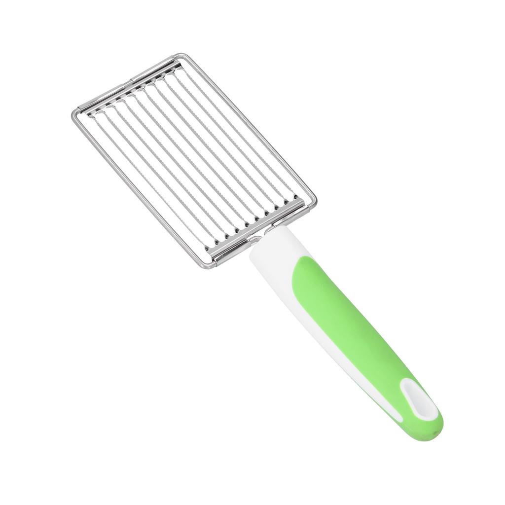Tagliapranzo in Acciaio Inossidabile Taglia Pomodoro Prosciutto Frutta Strumento per Affettare con Manico Antiscivolo(blu )
