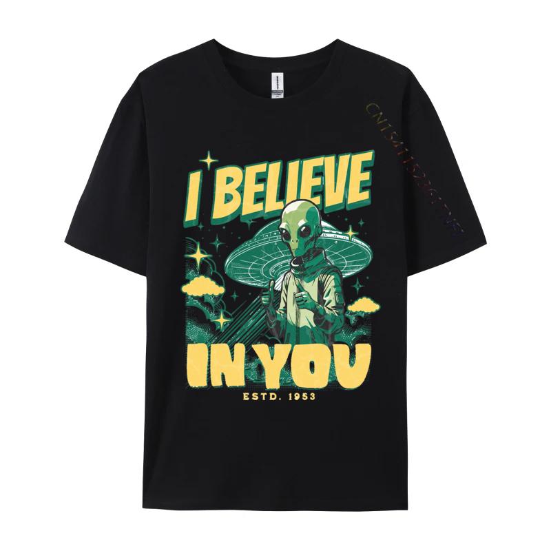 High Quality 3D Printing Tshirts Alien I Believe in You Tshirts 100 Cotton Tops Tees for Men Tops T Shirt
