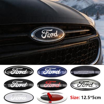 12.5x5cm Aluminum Overlay Emblem For Focus 3 Fiesta Fusion Front Grille Badge Escape Kuga Transit Edge Mondeo Auto Parts