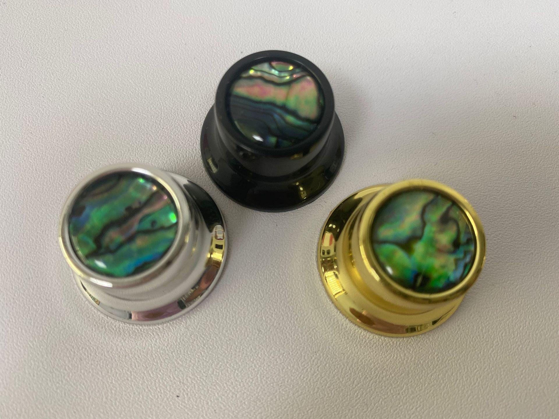 

High-End Abalone Shell Volume Knob: Small Round Dot, Black/Gold/Chrome Plated Inlaid Abalone Shell Single Piece золотий