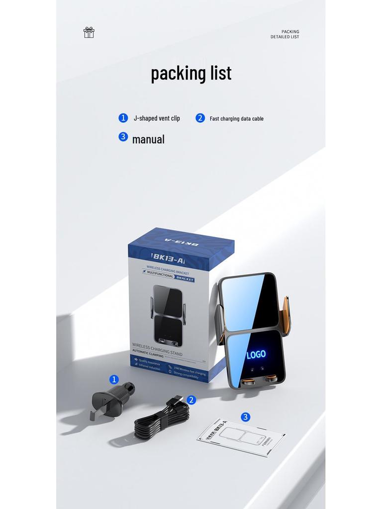 Wireless Car Charger Mount with Automatic Locking & Logo Display