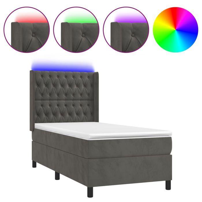 VidaXL Sommier à Lattes de Lit avec Matelas et LED, Lit Rembourré, Lit Simple, Lit Adulte de Chambre à Coucher Intérieur, 3139728