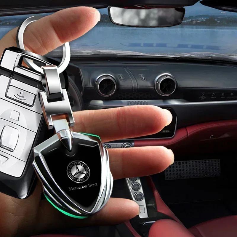 CFB1 Car Logo Keychain 3D Metal Shield Shaped Keyring For Mercedes Benz C180 C200 C260 C300 W108 W124 W126 W140 W168 W169 Accessories
