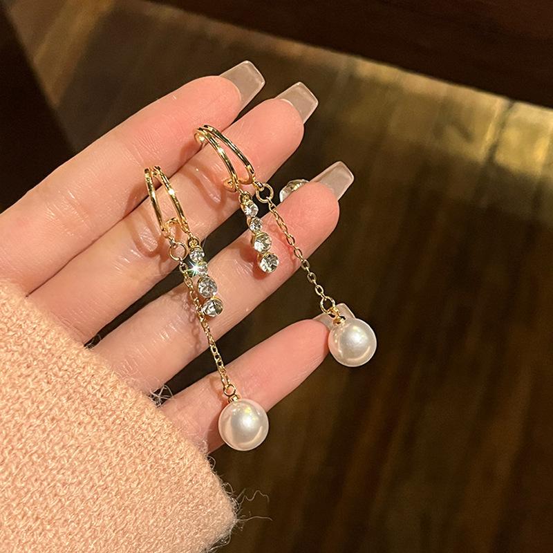 Silver Needle Pearl Zircon Earrings Women's High-end Sense Niche Temperament Cold Wind Mori Earrings Ear Jewelry