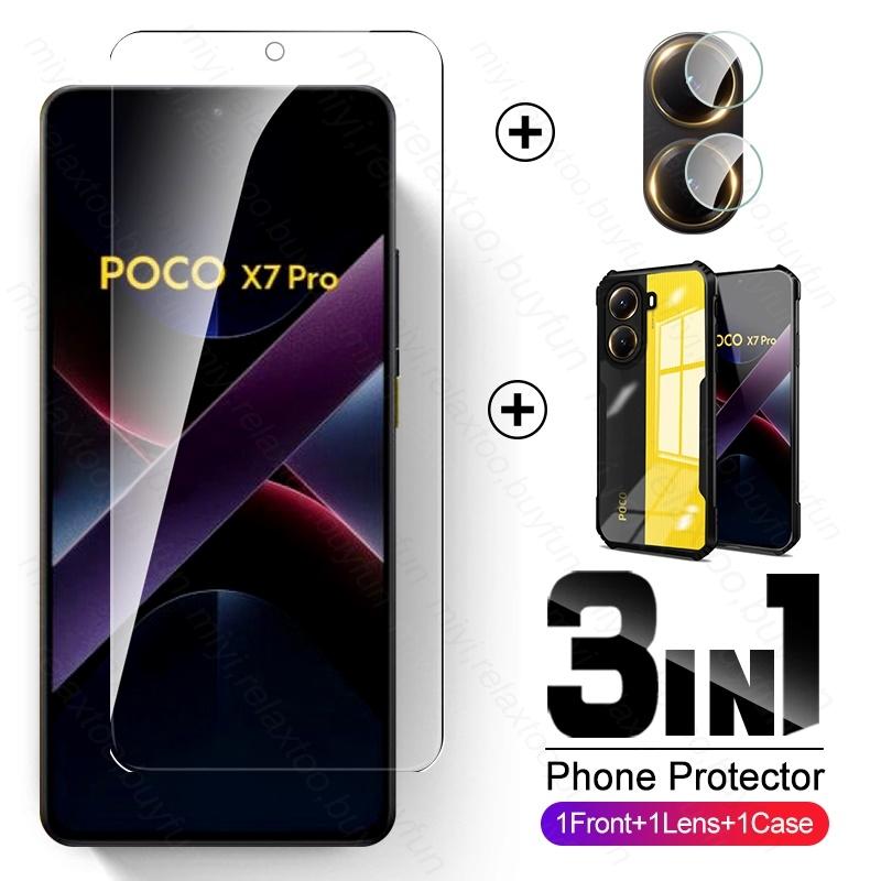 

PocoX8ProMax Case 3In1 Acrylic Cover&Camera Glass&Tempered Glass Screen Protector for Poco X7 Pro X7Pro X 7Pro 8Pro X8Pro Max 5G For Poco X8 Pro 5G