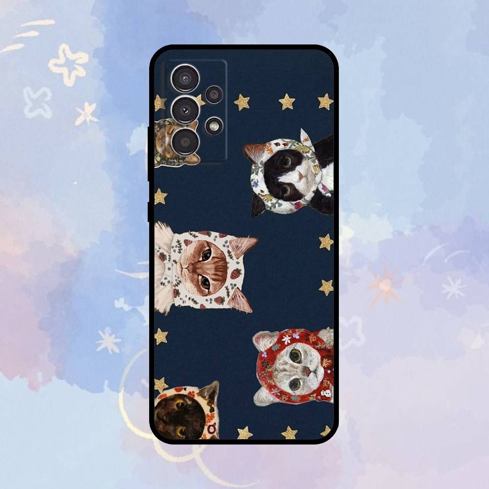 

AAA Забавные Кошки Чехол для Телефона Для Samsung Galaxy A73,A72,A71,A70,A53,A52,A51,Других Мягкий Черный Чехол Samsung a41