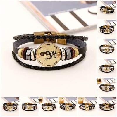 Couple Bracelet Exquisite Pattern Wear Resistant Faux Leather Constellation Bracelet with Multilayer
