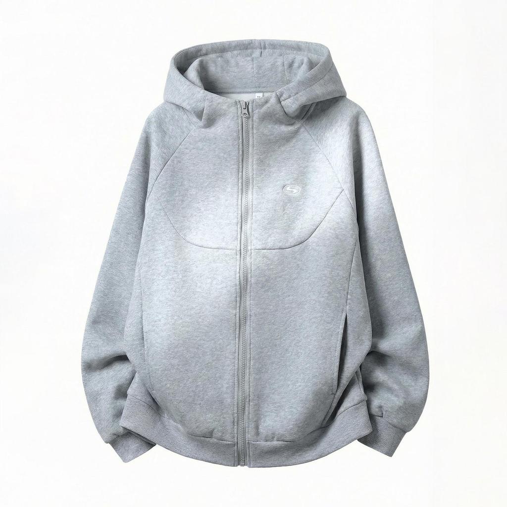 Men's Heavyweight Retro Color Block Embroidered Cardigan Hoodie Jacket