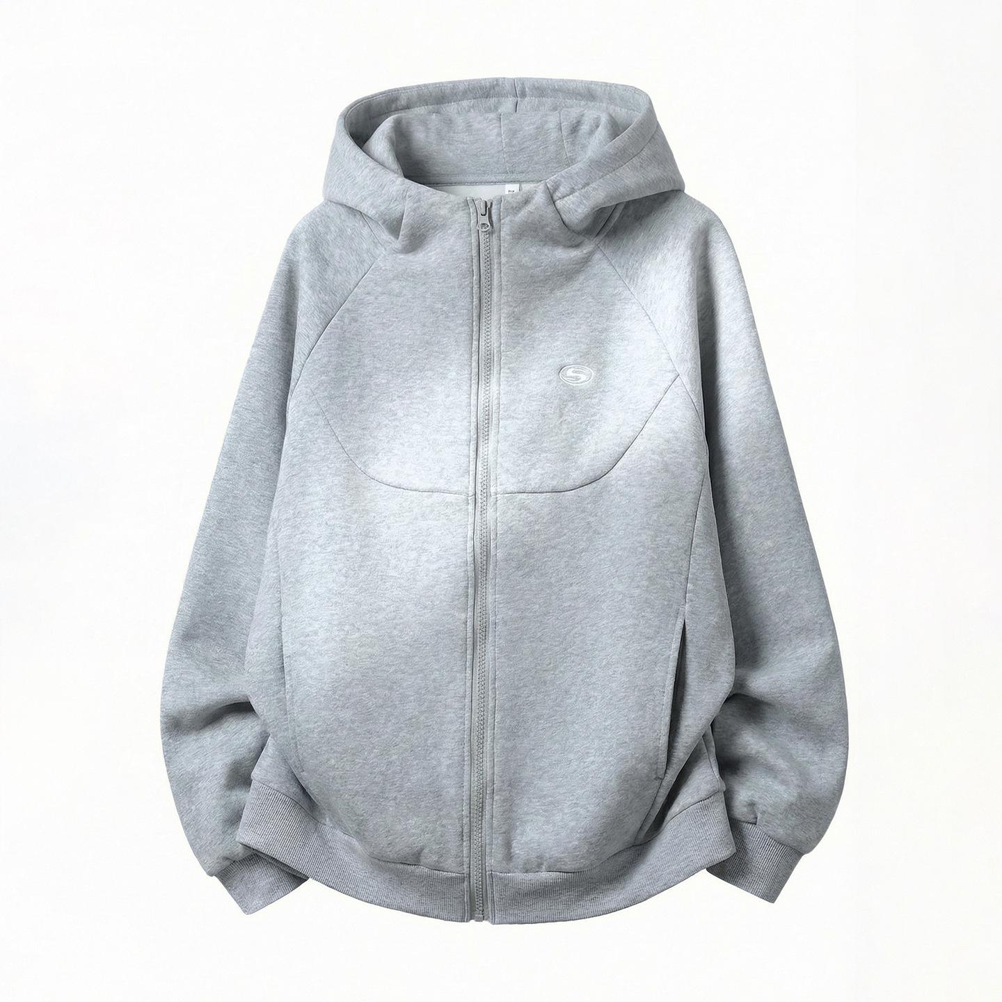 Мужская тяжелая толстовка-кардиган с вышивкой в ретро-стиле с цветовыми блоками L