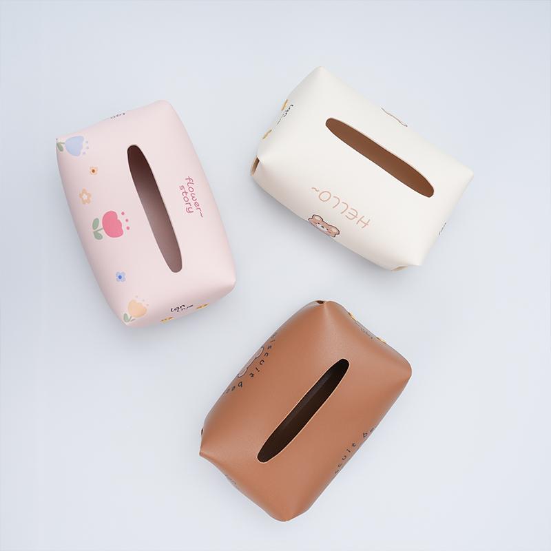 Creative And Lovely Car Tissue Box Leather Hanging Multifunctional Carton Cartoon Car Interior Supplies.