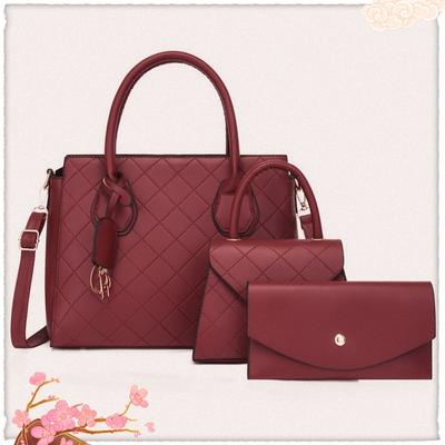 Women's Bag 2023 New Vintage  Large Capacity Diamond Plaid Mother Bag One Shoulder Crossbody Bag Three Piece Set