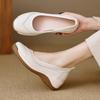 thick-soled wedge single shoes women's spring light soft-soled leather shallow mouth casual leather shoes