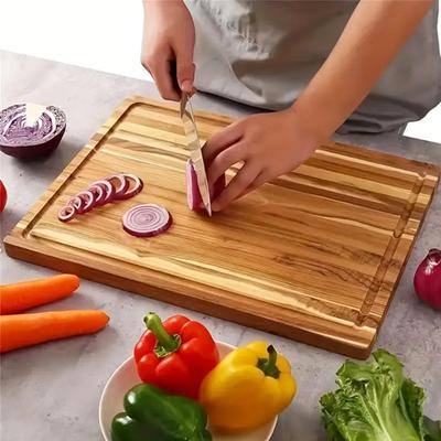 Drewniana deska do krojenia do kuchni Gruba drewniana deska do serwowania z głębokim rowkiem na sok Charcuterie Deska do krojenia Rzeźniczy blok do mięsa Warzyw Owoców