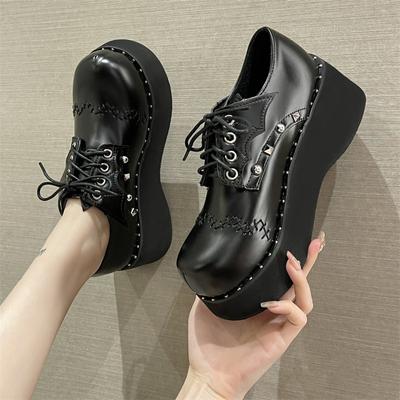 Mode Keilabsatz High Heels Y2k Lolita Schuhe Damen Neu Nieten Punk Gothic Mary Janes Schuhe Damen Keile Plateau Cosplay JK Uniform Schuhe