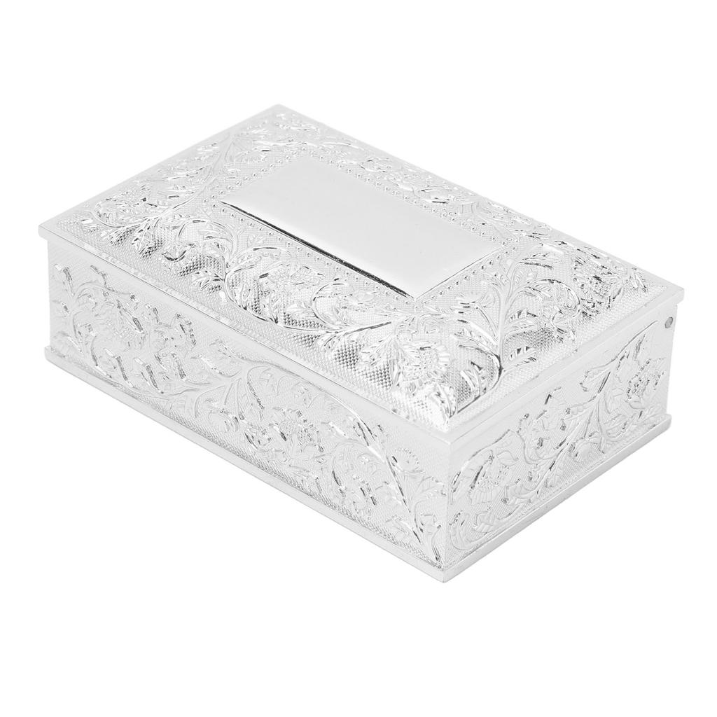 Vintage Jewelry Box Carved Elegant Colorfast Zinc Alloy Soft   Lining Trinket Storage Box for Dressing Table Shelf