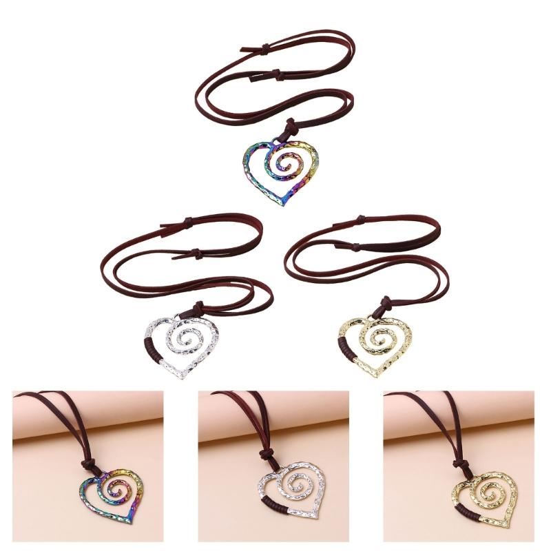 Vintage Heart Necklace Female Temperament Collarbone Chain Korean Student Adjustable Chain Jewelry Gift for Women Girls