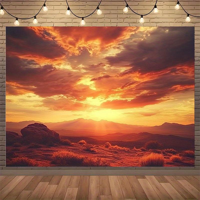 Westlicher Sonnenuntergang und Wüstenlandschaft Fotografie Hintergrundtuch geeignet für Indoor- und Outdoor-Partybanner