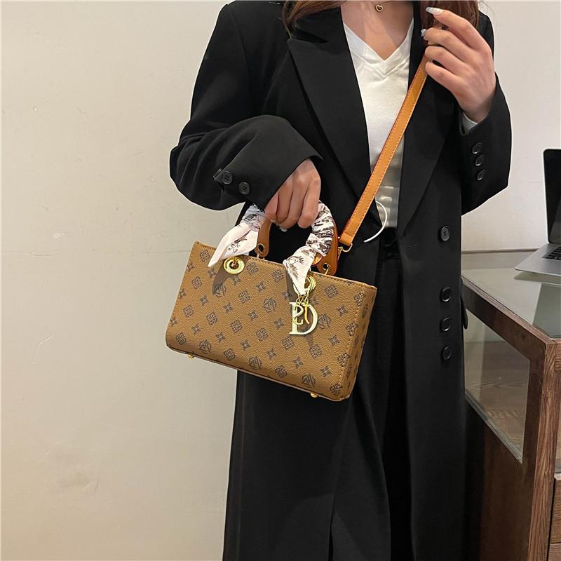 New high-end bag presbyopia silk scarf contrasting color Princess Diana bag portable shoulder women's bag