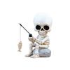 Shaking Head Fishing Skeleton Statue Figurine, Halloween Home Pond Decoration and Display Resin Handicraft