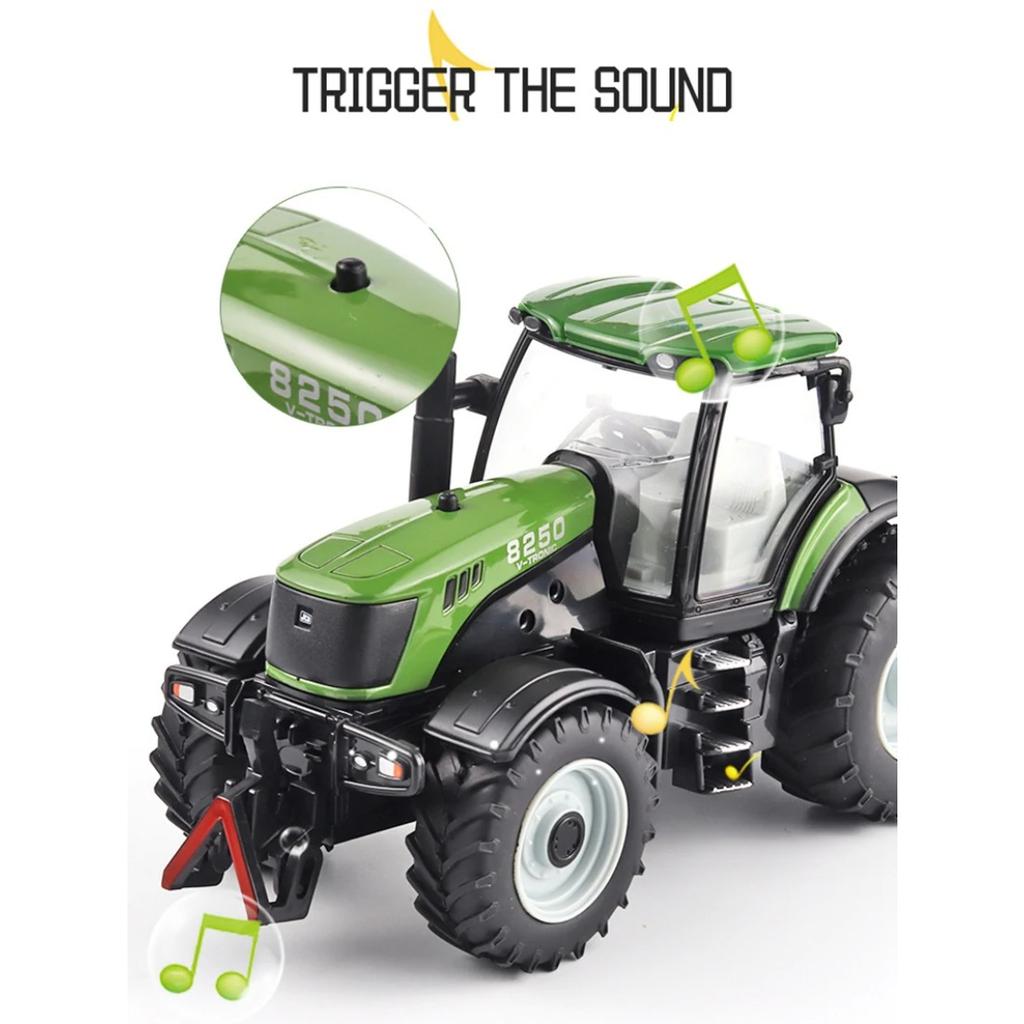 1/30 Alloy Tractor Model Diecast Metal Farming Tool Car Cultivated Land Car Agricultural Vehicles Model with Sound Kids Toy Gift