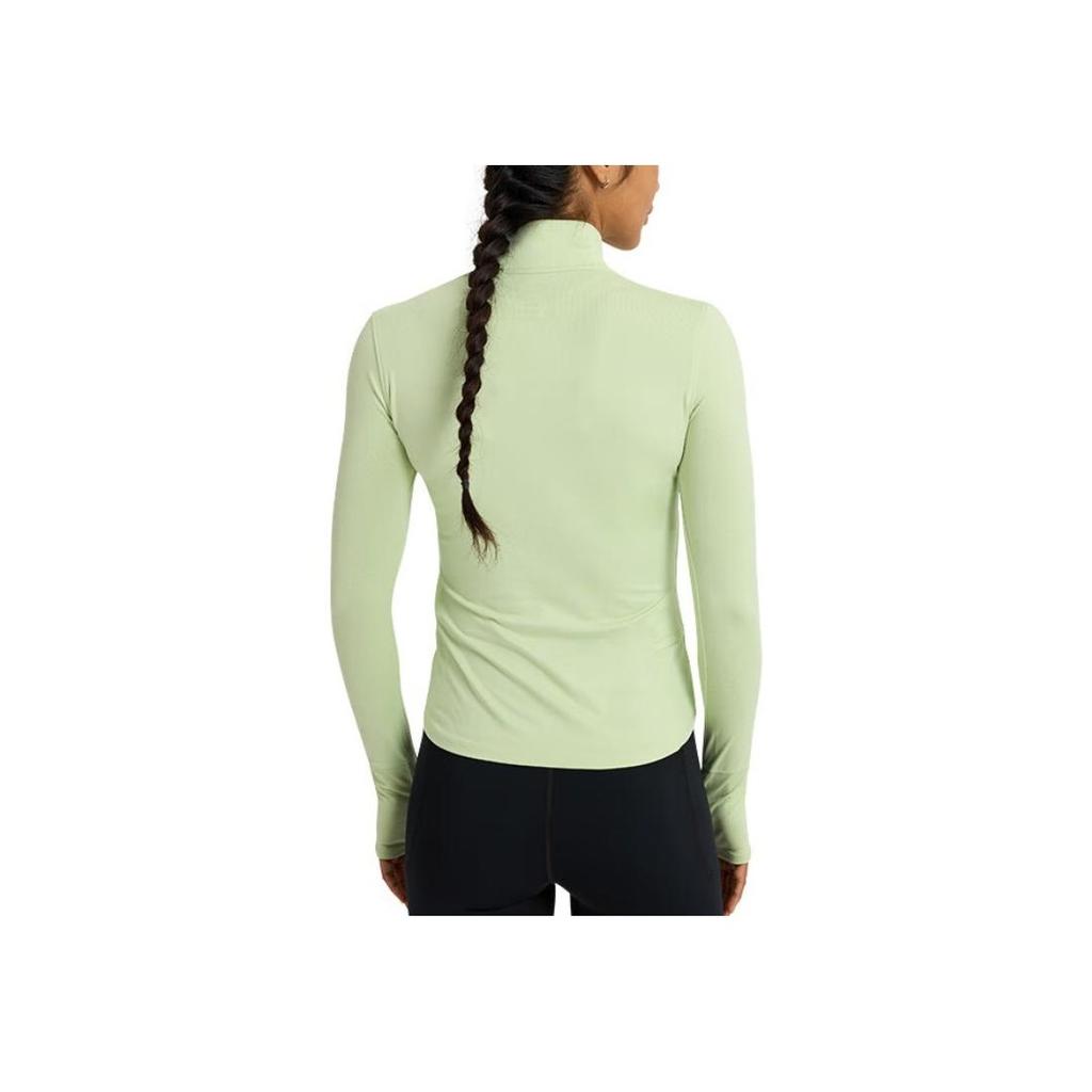 Under Armour Solid Color Quick-Dry Stand Collar Long Sleeve Fitness Shirt Women tops Green 1379349-383