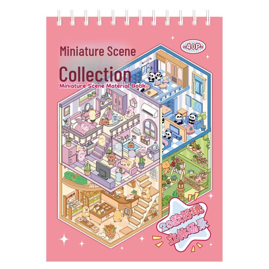 Miniature Scene Collection: 3D Visual Landscaping Hut and Girl Toy Stickers