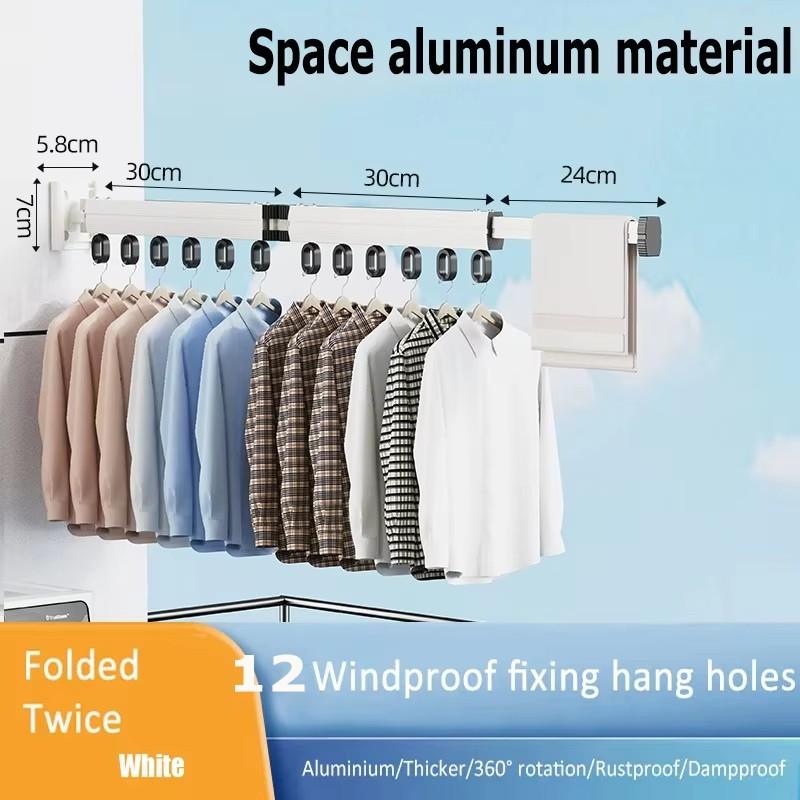 BEISHI Einziehbarer Wäscheständer Zusammenklappbarer Kleiderbügel Aluminium Wandmontage Platzsparend für Innenräume Haushaltsgebrauch Wäschetrockner