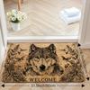 "WELCOME" Wolf Print Doormat, Non-Slip Washable Rug for Indoor Outdoor, Entryway, Living Room, RV & Home Decor