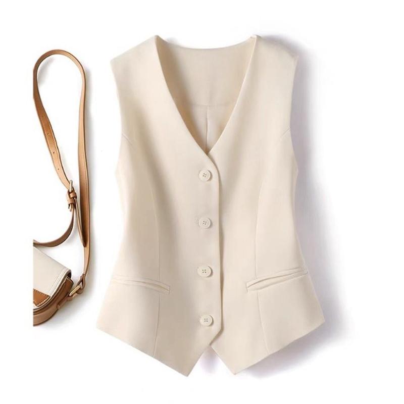 

Autumn Winter Fashion Solid Color Vests Women Loose Casual Tops Lady Sleevless Top Female Clothes S бежевый