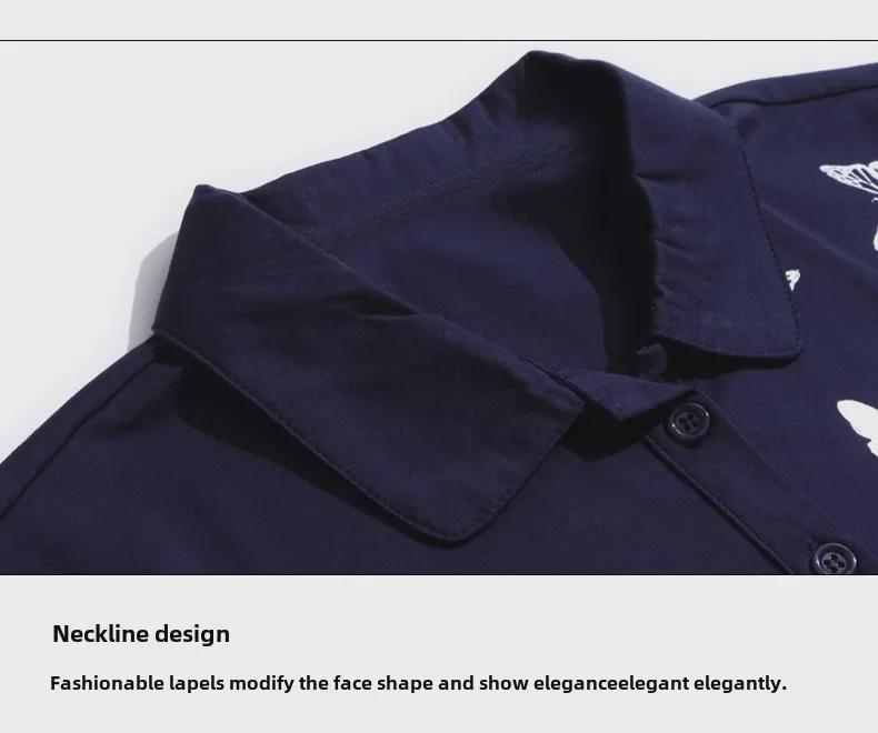 2023 Women's Summer Loose Cotton Lapel T-Shirt with Short Sleeves for Middle-Aged Women